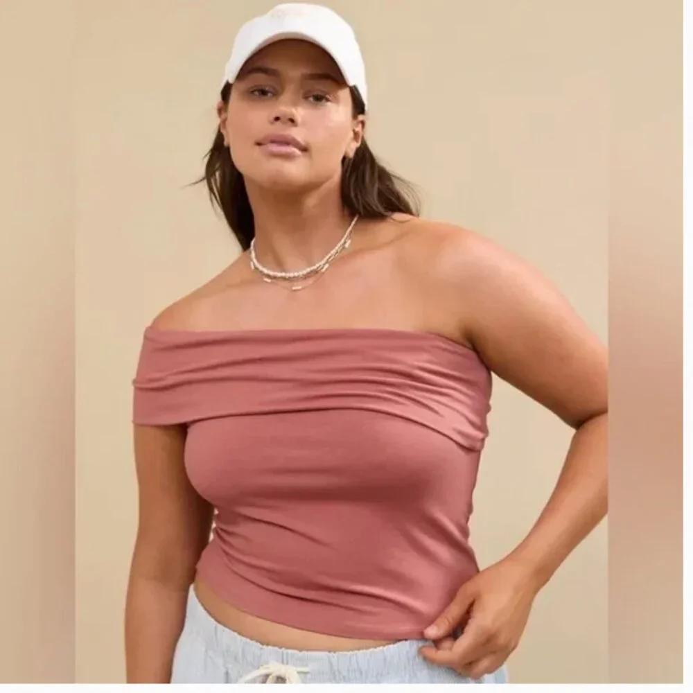 Aerie Chill Up Convertible Off The Shoulder Top Y2K Casual - Picture 2 of 4